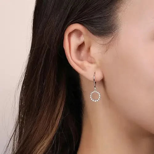 Gabriel & Co Diamond Circle Drop Earrings - Skeie's Jewelers