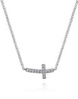 Gabriel & Co. Curved Diamond Cross Necklace - Skeie's Jewelers