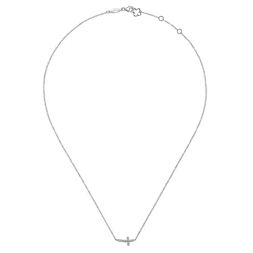 Gabriel & Co. Curved Diamond Cross Necklace - Skeie's Jewelers