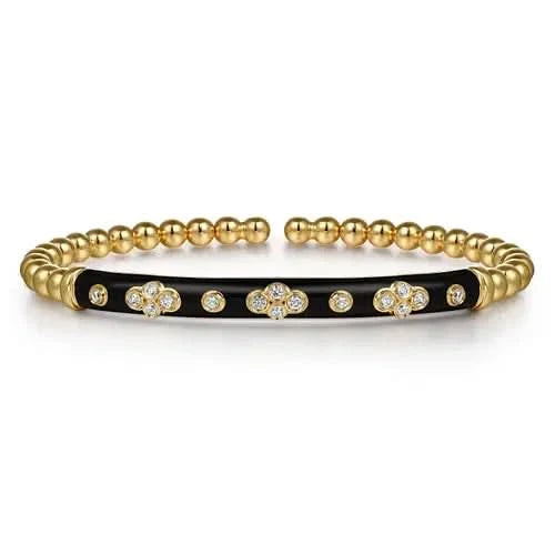Gabriel & Co Black Enamel Diamond Bujukan Motif Bangle - Skeie's Jewelers