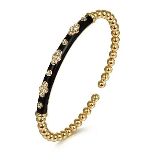 Gabriel & Co Black Enamel Diamond Bujukan Motif Bangle - Skeie's Jewelers