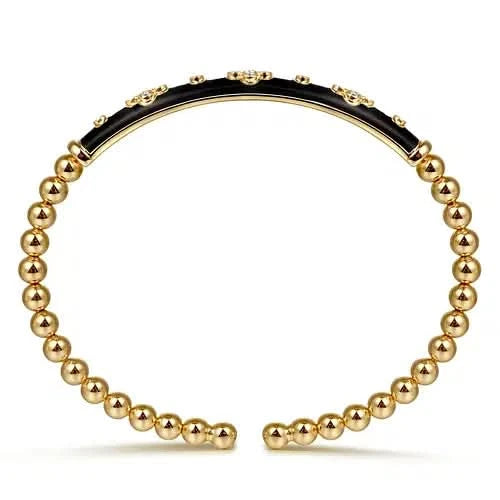 Gabriel & Co Black Enamel Diamond Bujukan Motif Bangle - Skeie's Jewelers