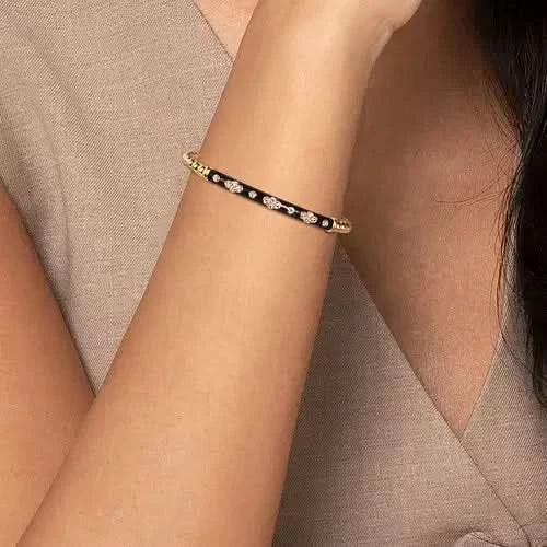 Gabriel & Co Black Enamel Diamond Bujukan Motif Bangle - Skeie's Jewelers