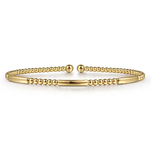 Gabriel & Co. Simple Gold Bujukan Bead Open Bangle - Skeie's Jewelers