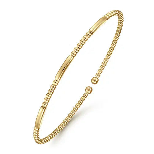 Gabriel & Co. Simple Gold Bujukan Bead Open Bangle - Skeie's Jewelers