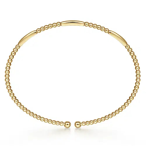Gabriel & Co. Simple Gold Bujukan Bead Open Bangle - Skeie's Jewelers
