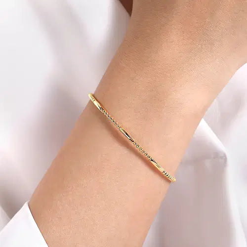 Gabriel &amp; Co. Simple Gold Bujukan Bead Open Bangle - Skeie's Jewelers