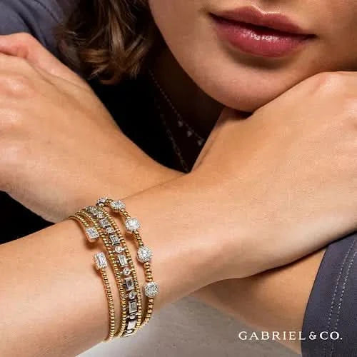 Gabriel & Co Bujukan Baguette-Halo Bangle - Skeie's Jewelers