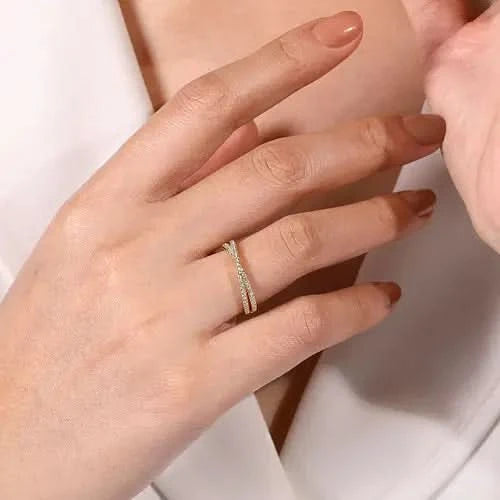 Gabriel & Co Diamond-Line Crossover Ring - Skeie's Jewelers