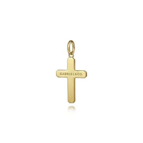 Gabriel & Co. Yellow Gold Men's Brushed Finish Cross Pendant - Skeie's Jewelers