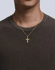 Gabriel & Co. Yellow Gold Men's Brushed Finish Cross Pendant - Skeie's Jewelers