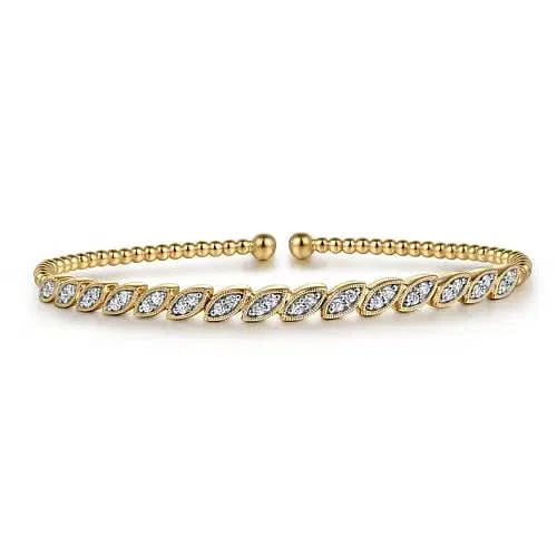 Gabriel & Co Marquise Milgrain Diamond Cuff Bracelet - Skeie's Jewelers
