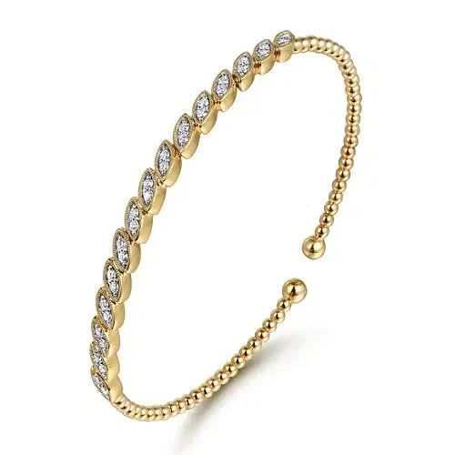 Gabriel & Co Marquise Milgrain Diamond Cuff Bracelet - Skeie's Jewelers