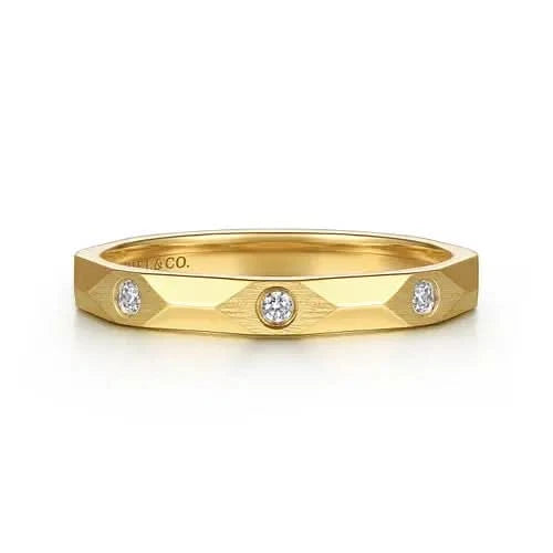 Gabriel & Co. Diamond-Cut Gold Stacking Ring - Skeie's Jewelers