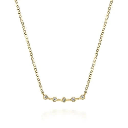 Gabriel &amp; Co Diamond-Station Curved Bar Necklace - Skeie's Jewelers