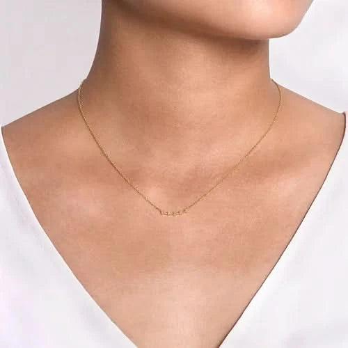Gabriel &amp; Co Diamond-Station Curved Bar Necklace - Skeie's Jewelers