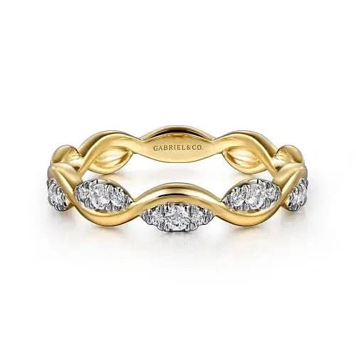 Gabriel & Co Gold and Diamond Notch Ring - Skeie's Jewelers