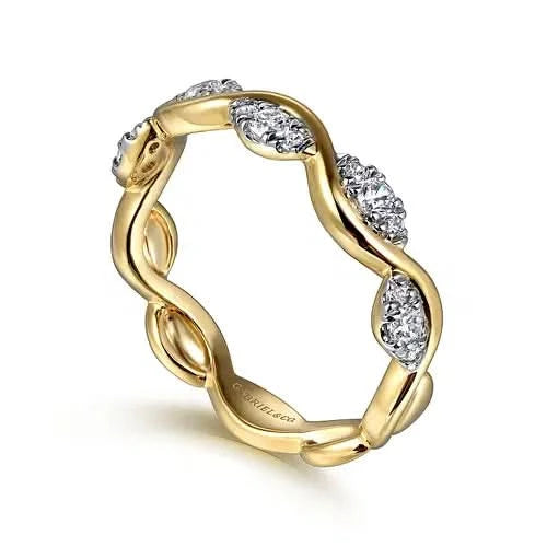 Gabriel & Co Gold and Diamond Notch Ring - Skeie's Jewelers