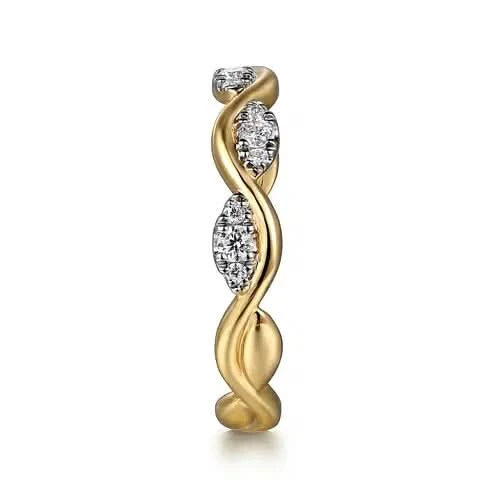 Gabriel & Co Gold and Diamond Notch Ring - Skeie's Jewelers