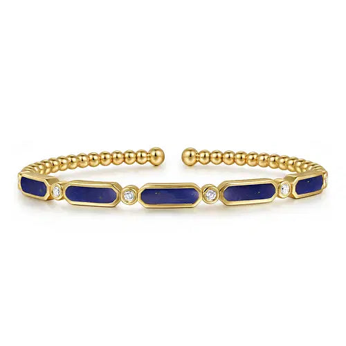 Gabriel &amp; Co. Gemstone and Bezel-Set Diamond Bujukan Bangle - Skeie&#39;s Jewelers