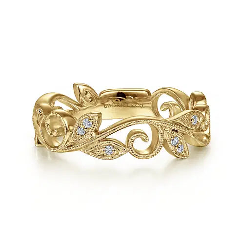 Gabriel & Co Vintage-Inspired Scroll Ring - Skeie's Jewelers