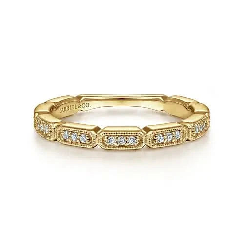 Gabriel & Co Diamond-Milgrain Notched Ring - Skeie's Jewelers