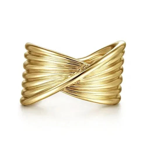 Gabriel & Co Gold Textured Rows Ring - Skeie's Jewelers