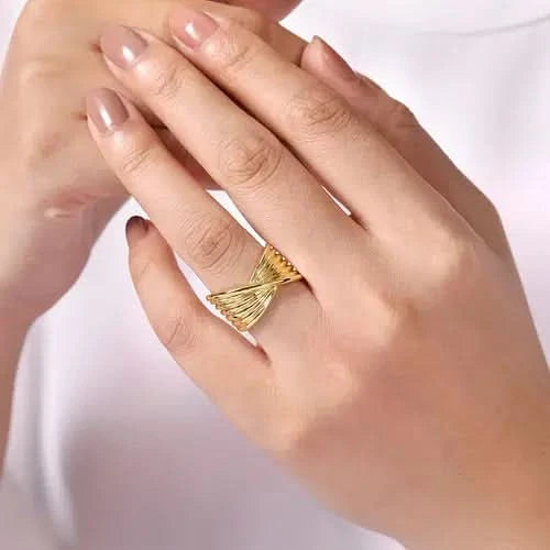 Gabriel & Co Gold Textured Rows Ring - Skeie's Jewelers