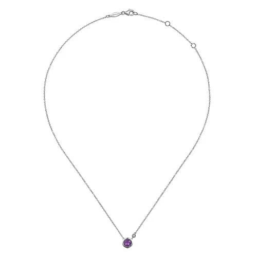 Gabriel & Co Amethyst Bezel-Set Necklace