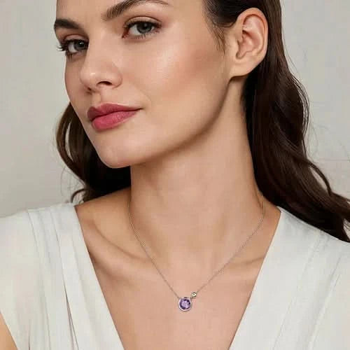 Gabriel & Co Amethyst Bezel-Set Necklace