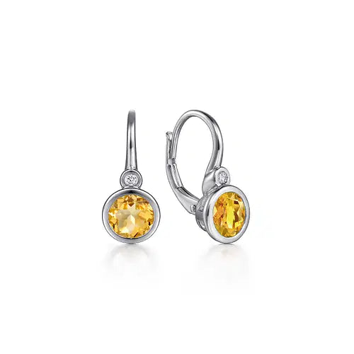 Gabriel &amp; Co. Sterling Silver Gemstone &amp; Diamond Leverback Earrings - Skeie&#39;s Jewelers