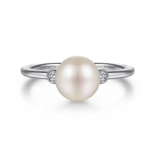 Gabriel & Co. Sterling Silver Pearl and Diamond Ring - Skeie's Jewelers