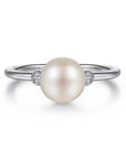 Gabriel & Co. Sterling Silver Pearl and Diamond Ring - Skeie's Jewelers