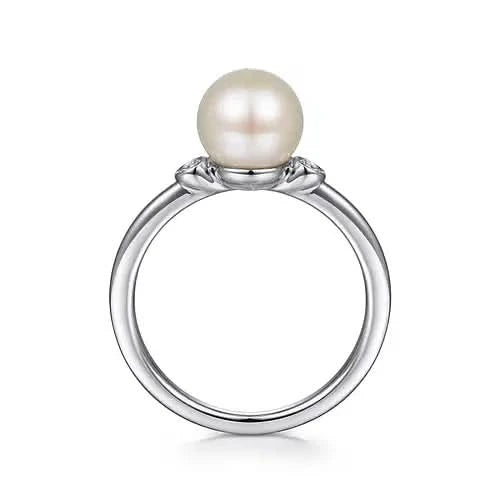 Gabriel & Co. Sterling Silver Pearl and Diamond Ring - Skeie's Jewelers