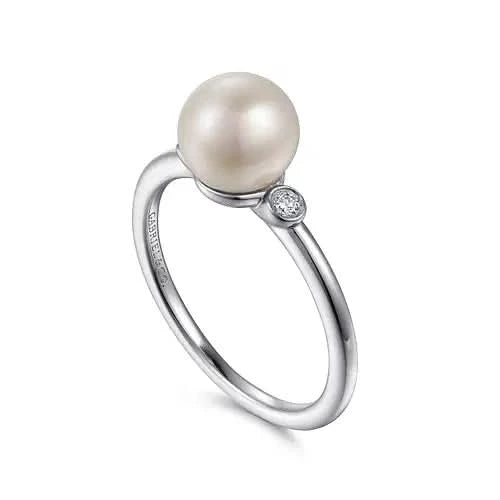 Gabriel & Co. Sterling Silver Pearl and Diamond Ring - Skeie's Jewelers