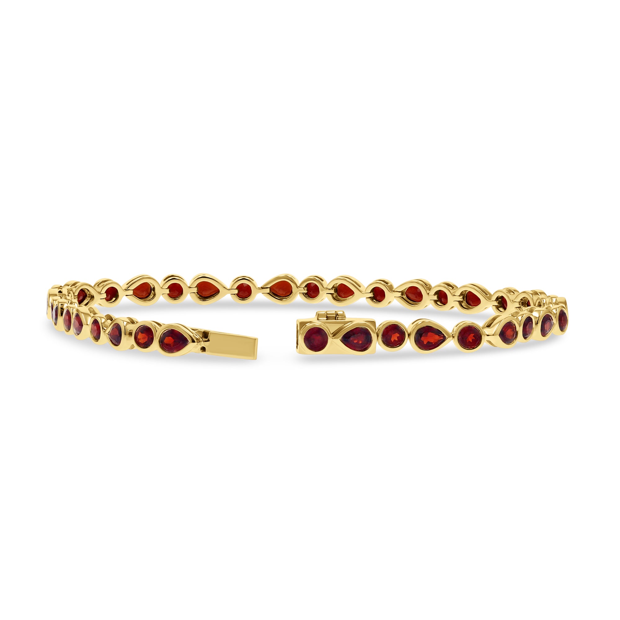 Garnet Bezel-Set Gold Bracelet - Skeie's Jewelers