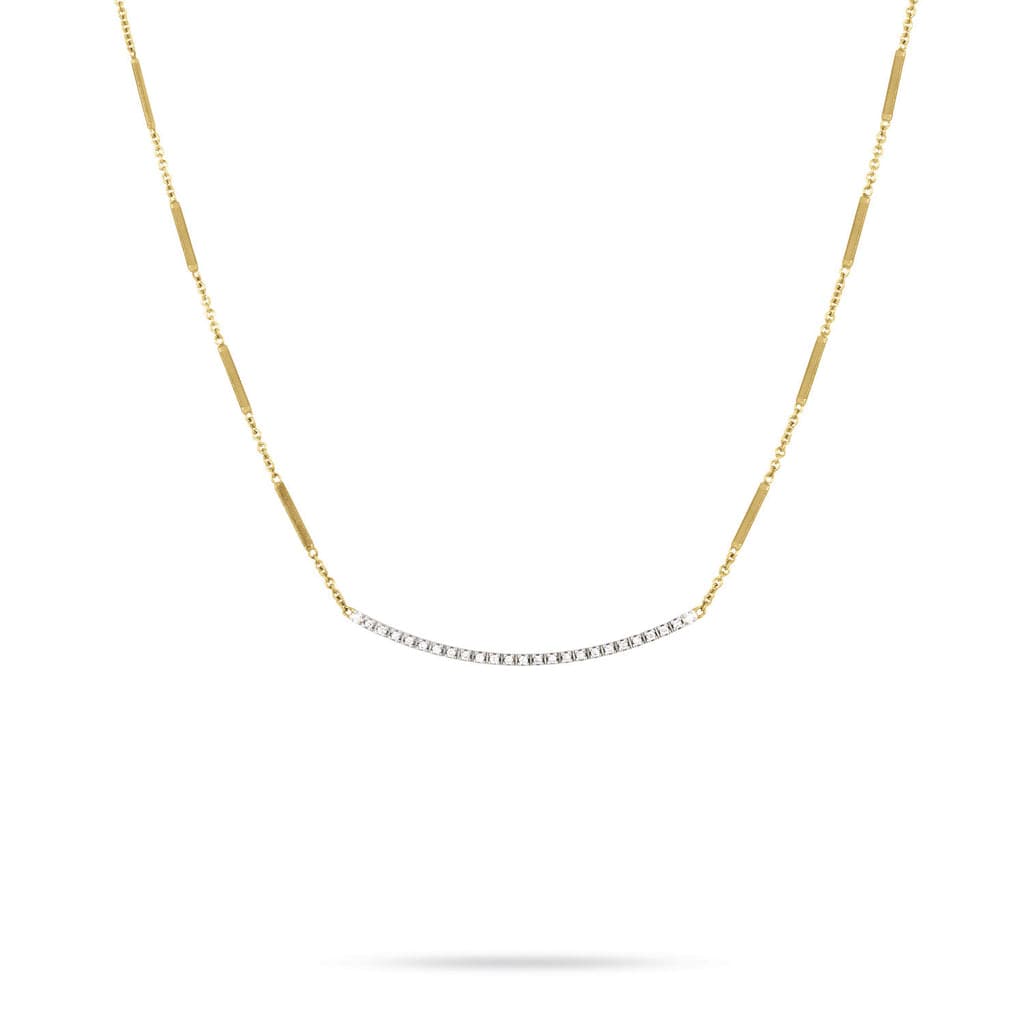 Marco Bicego® 'Goa' Yellow Gold Pave Diamond Bar Necklace - Skeie's Jewelers