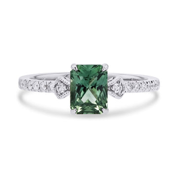 Green Sapphire Radiant Cut Engagement Ring - Skeie's Jewelers