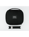 Black carrying case with Seiko Astron logo on a white background