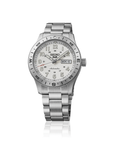 Silver Seiko watch on a white background