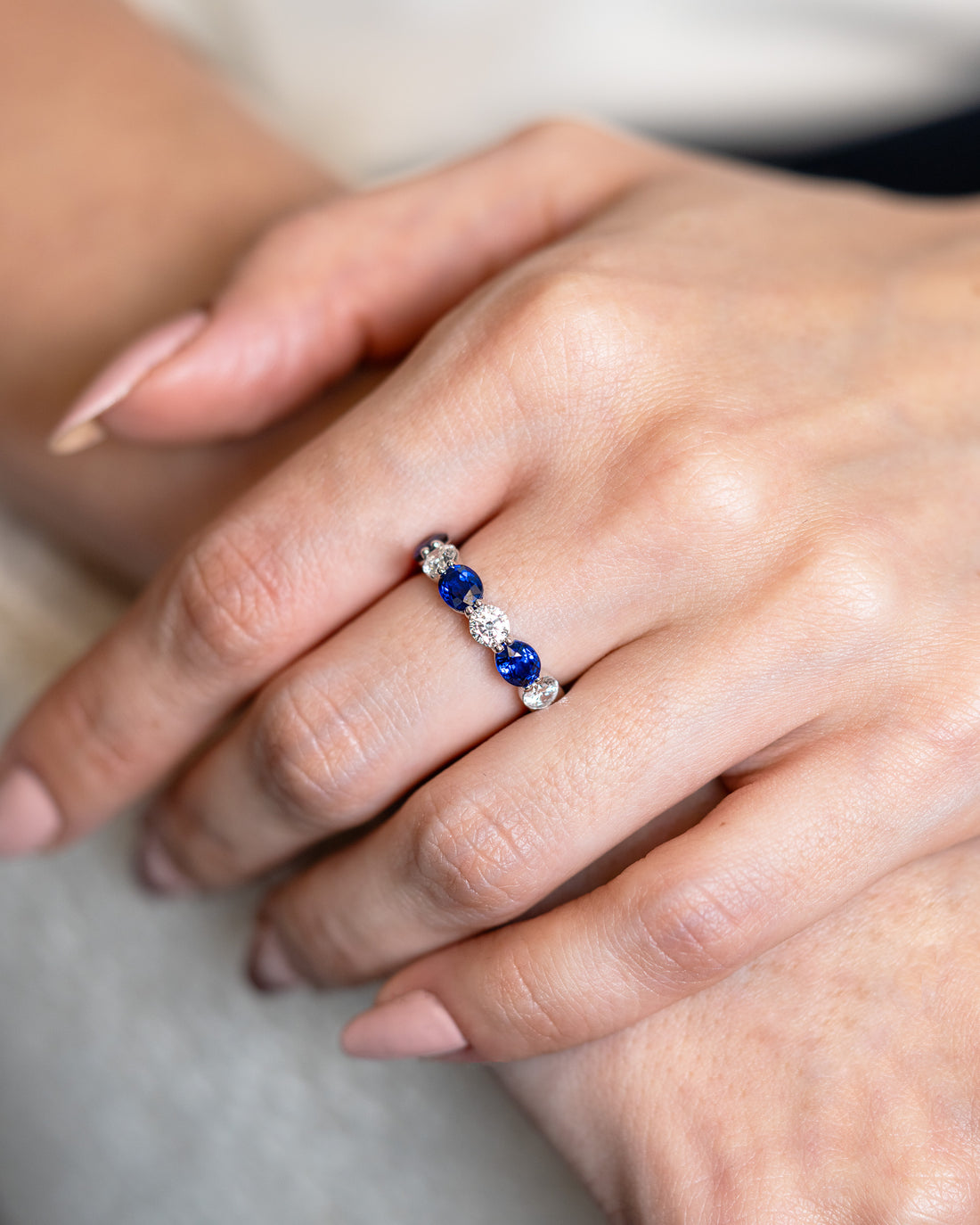 JB Star Sapphire and Diamond Platinum Ring