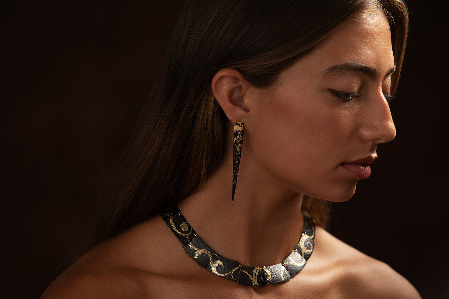 Logan James Designs Steel & Gold Talon Earrings - Skeie's Jewelers