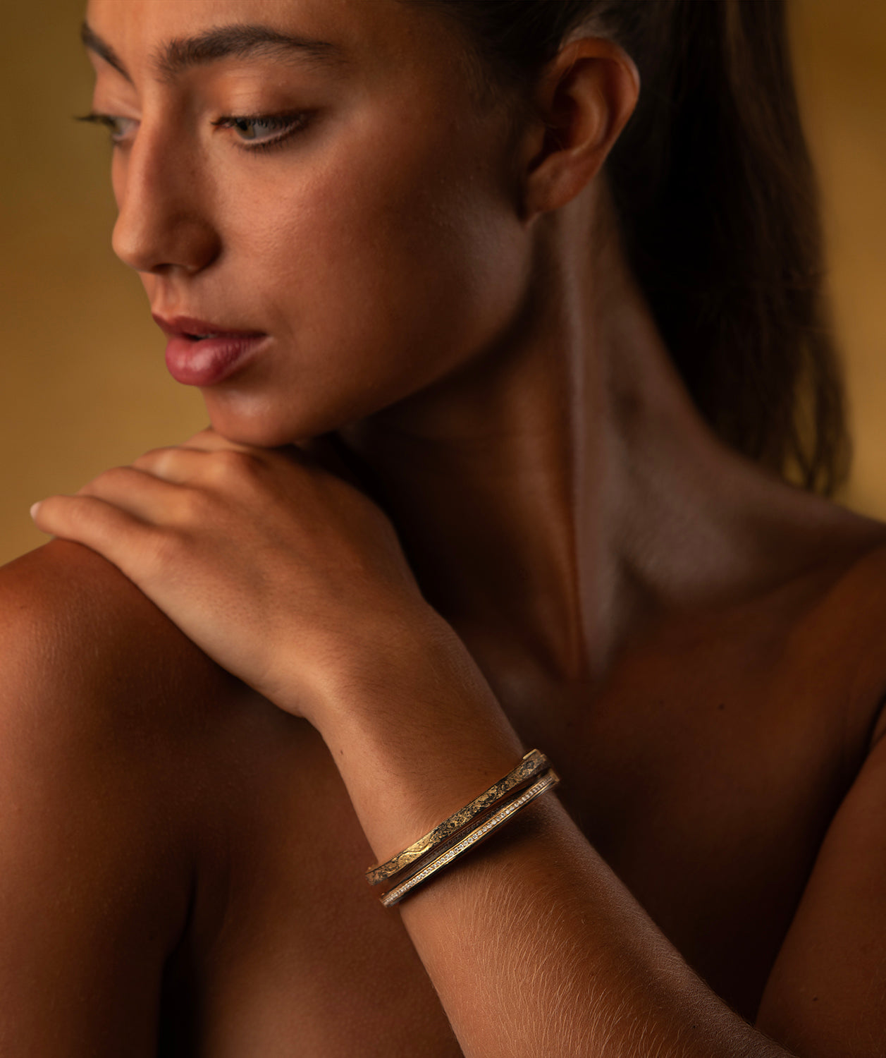 Logan James Designs Steel & Gold Diamond Line Bracelet - Skeie's Jewelers