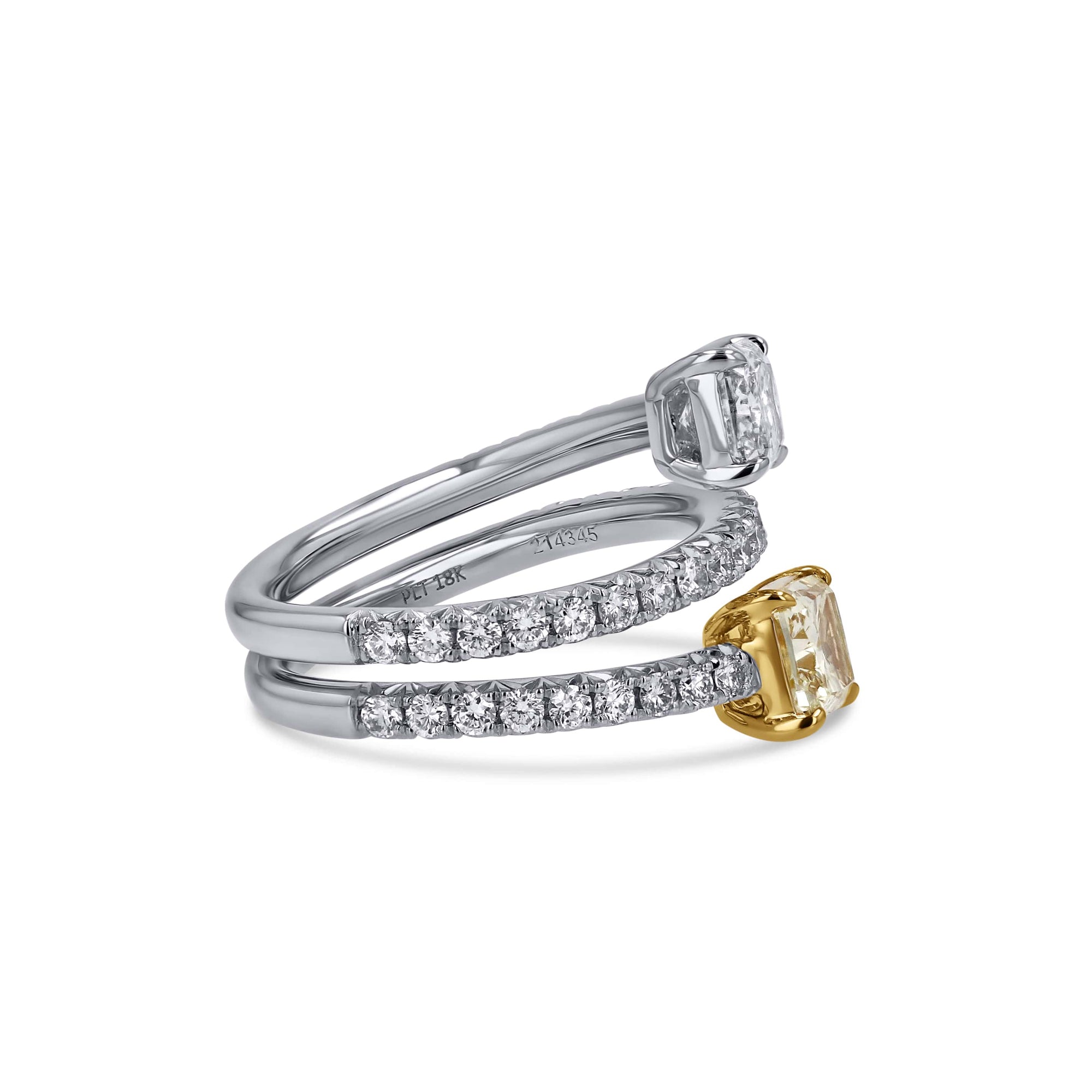 Yellow and White Diamond Bypass Ring - Skeie's Jewelers