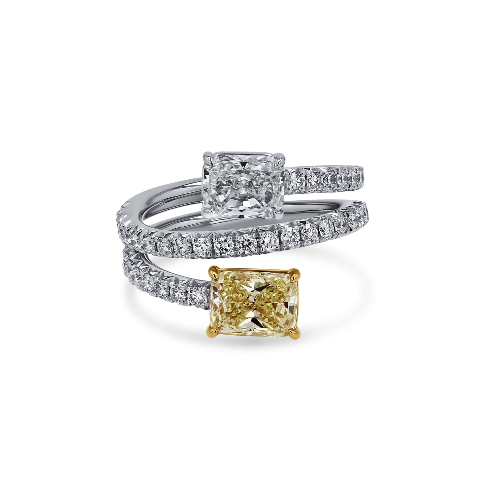 Yellow and White Diamond Bypass Ring - Skeie's Jewelers