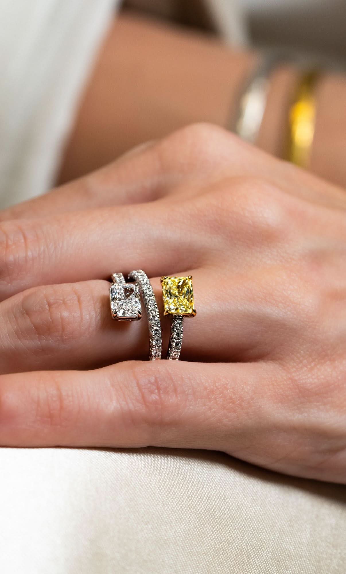 Yellow and White Diamond Bypass Ring - Skeie's Jewelers