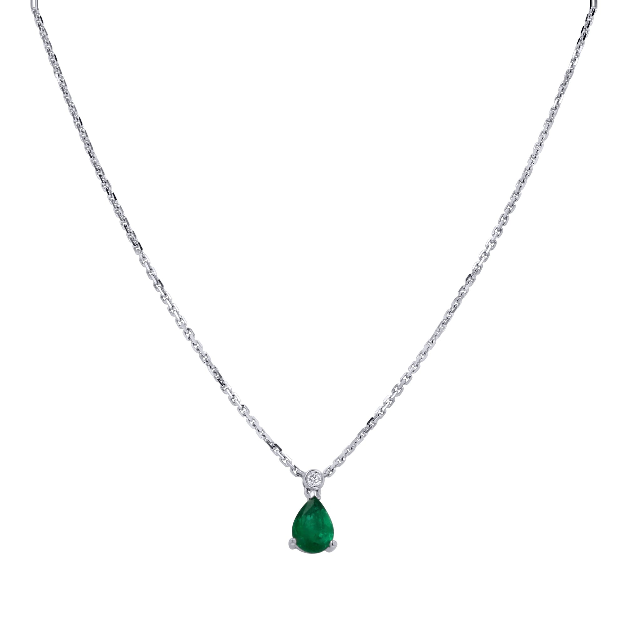 Emerald Pear-Cut Pendant Necklace - Skeie's Jewelers
