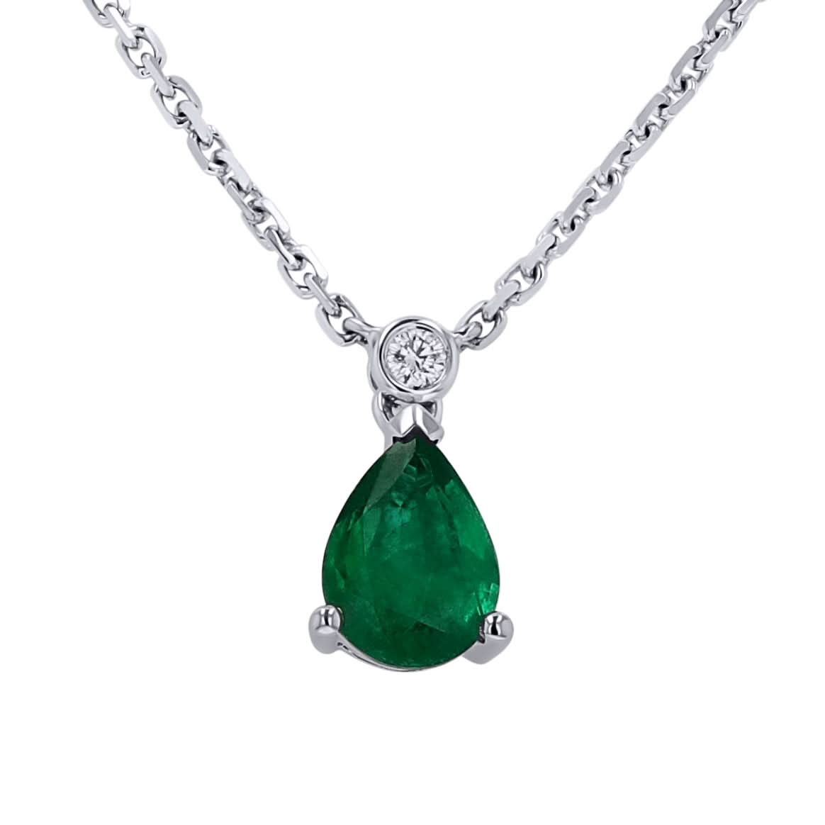Emerald Pear-Cut Pendant Necklace - Skeie's Jewelers