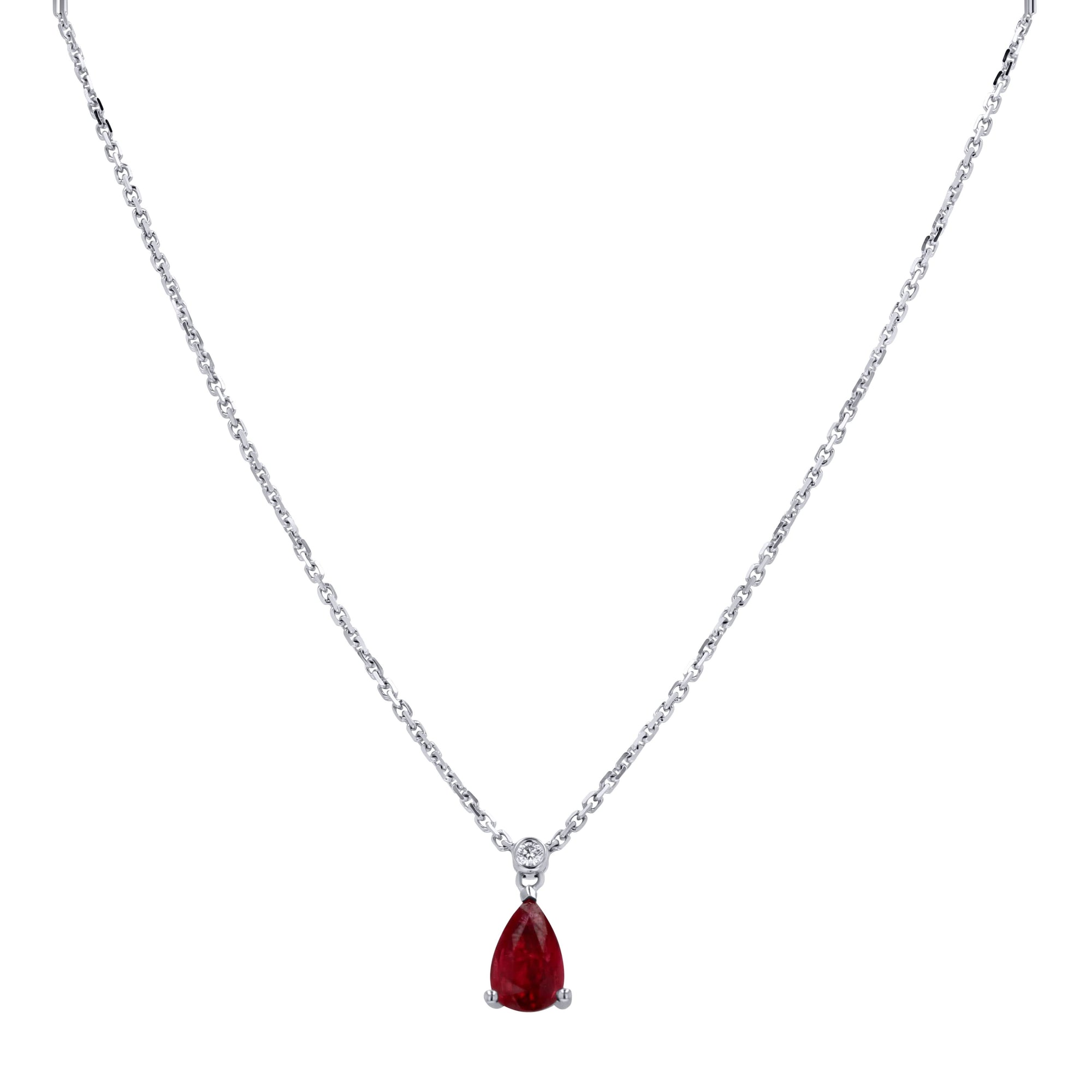 Ruby Pear-Cut Pendant Necklace - Skeie's Jewelers