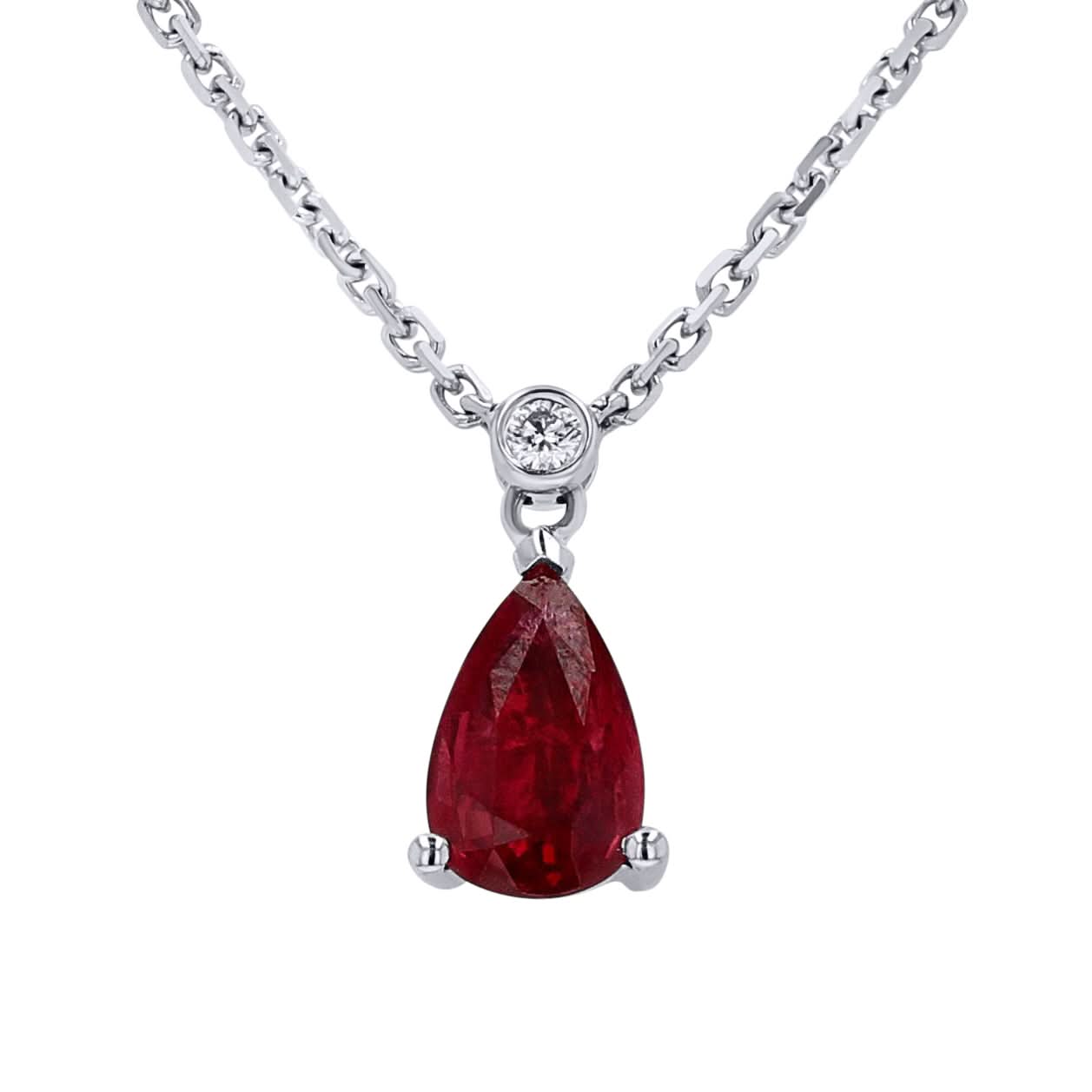Ruby Pear-Cut Pendant Necklace - Skeie's Jewelers
